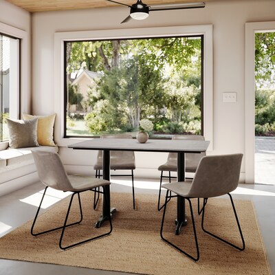 Flash Furniture Acadia Wooden Dining Table with T-Bases, 30"D x 48"W, Gray Faux Concrete/Black Base (ST3048CGT0522)