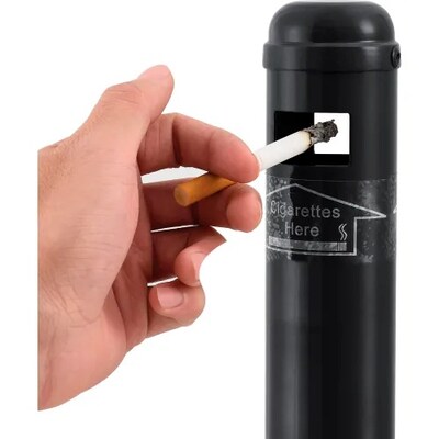 Global Industrial Steel Outdoor Ashtray, 4-1/2 Gallon, Black (641447BK)