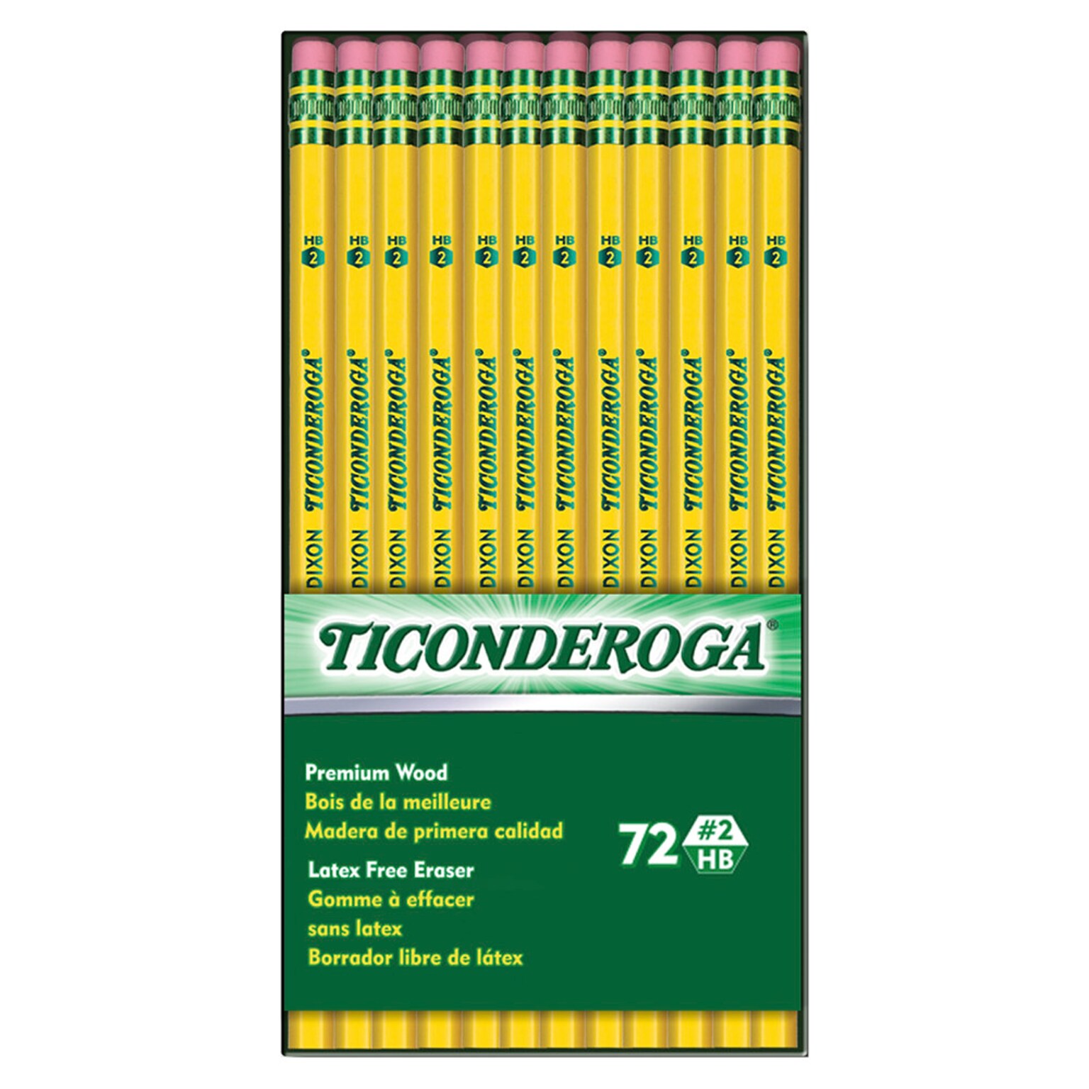 Ticonderoga The Worlds Best Pencil Wooden Pencil, 2.2mm, #2 Soft Lead, 72/Pack (33904)