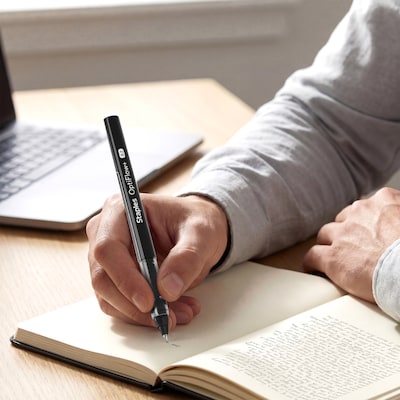 Staples Optiflow+ Rollerball Pens, Fine Point, 0.7mm, Black Ink, Dozen (ST63315)