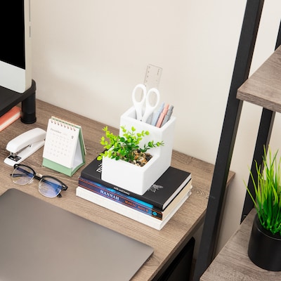 Mind Reader 2-Compartment Desk Organizer, White (PLANDORG-WHT)