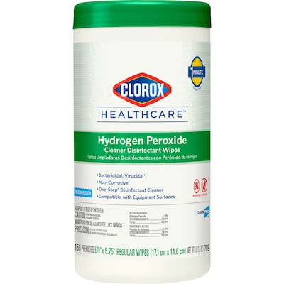 Clorox Healthcare Hydrogen Peroxide Cleaner Disinfectant Wipes, 155 Count Canister (30825)
