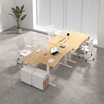 FlexiSpot E7COMMERCIAL 72''W Electric Adjustable Bamboo Standing Desk, Bamboo/White (E7WCOMCR7230LBZB)