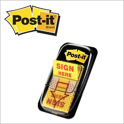 Post-it Sign Here Message Flags Value Pack, 1 Wide,  Yellow, 600 Flags/Pack (680-SH12)