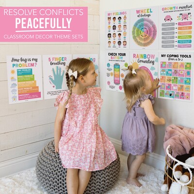 Hadley Designs 11" x 14" Colorful Calming Corner and Feelings Chart Posters, 9/Set (HDDX004ACWTG3)