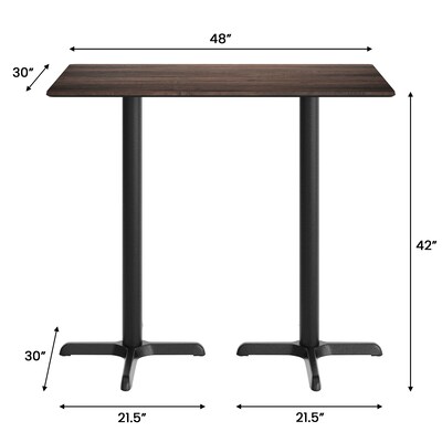 Flash Furniture Acadia Wooden Dining Table with X-Bases, 30"D x 48"W, Dark Brown/Black Base (ST3048WBRT2230B)