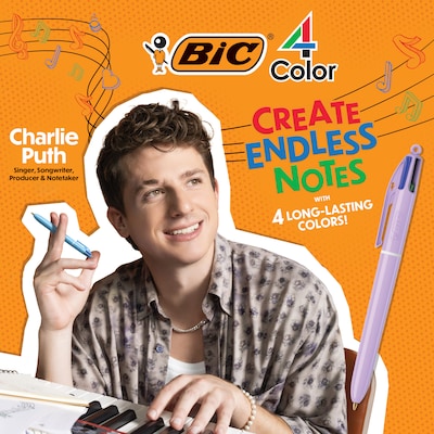 BIC 4-Color Ballpoint Retractable Pen, Medium Point, 1.0mm, Assorted Ink, 2/Pack (AMP21AST)