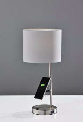 Adesso Wyatt Supercharger Incandescent Desk Lamp, 22"H, Brushed Steel/White (2610-22)