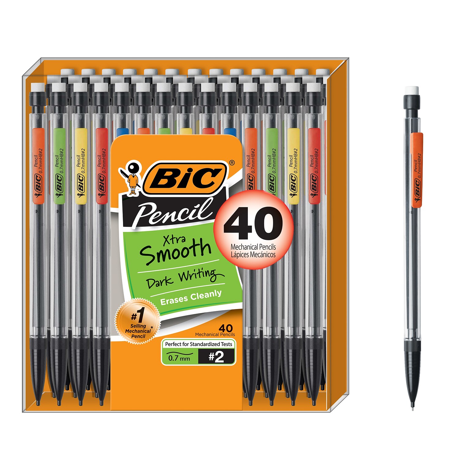 BIC Xtra-Smooth Mechanical Pencil, 0.7mm, #2 Medium Lead, 40/Pack (MPP40MJ-BLK)