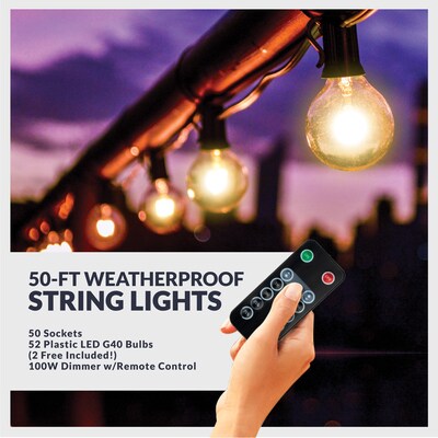 Newhouse Lighting Globe Party LED String Lights with Wireless Remote Dimmer, 50 ft., Black (PSTRINGLEDDIM)