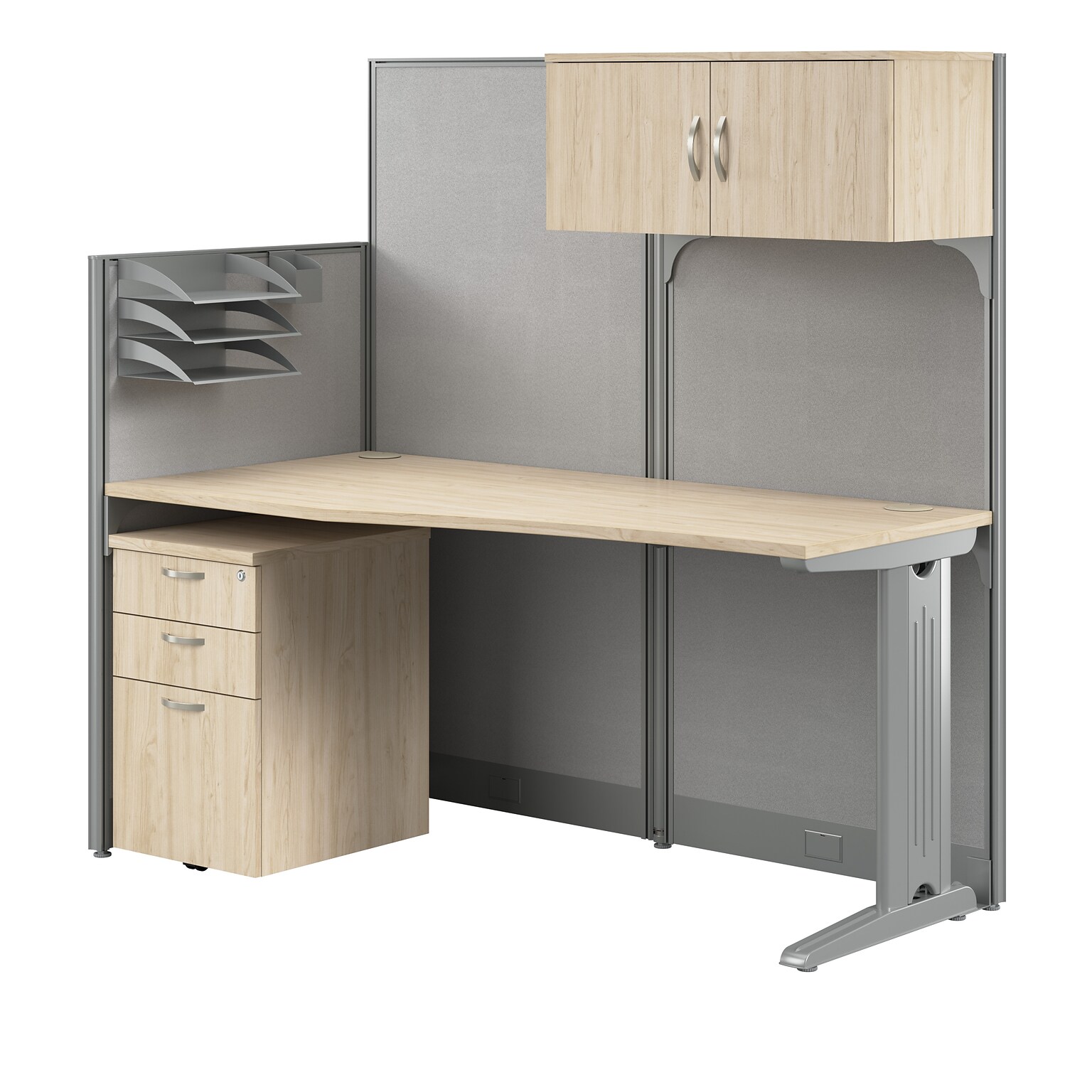 Bush Business Furniture Office in an Hour Cubicle Desk with Storage, Natural Elm (WC36592-03STGK)