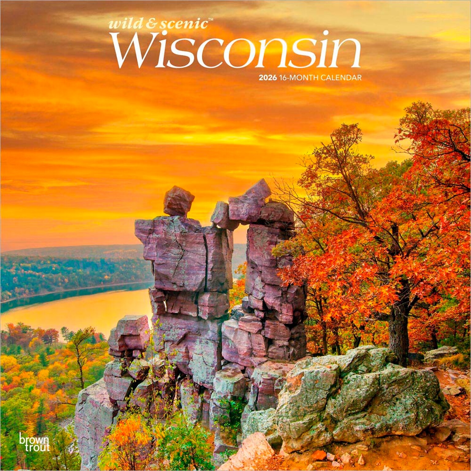 2026 BrownTrout Wisconsin Wild & Scenic 12 x 12 Monthly Wall Calendar (9798330706389)