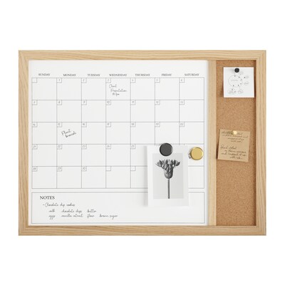 Martha Stewart Everette Magnetic Cork-Dry Erase Monthly Calendar Combo Set, Engineered Wood Frame, 24"x18" (BRPMCO4C14561LN)