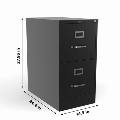 Quill Brand® 2-Drawer Vertical File Cabinet, Locking, Letter, Black, 25"D (25157D)