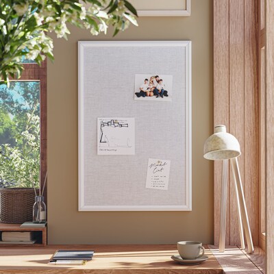 U Brands Linen Bulletin Board, White Frame, 30" x 20" (7081U00-01)