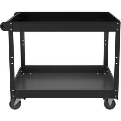 Lorell 2-Shelf Metal Mobile Utility Cart with Caster Wheels, Black (LLR59690)