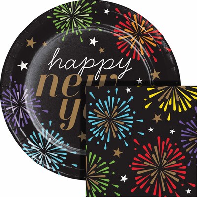 Say Hooray! New Years Radiance Paper Plates and Napkins Kit, Multicolored, 48/Pack (DTC9394E2G)
