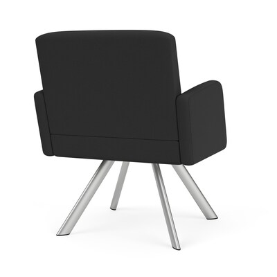 Lesro Willow Fabric Lounge Chair, Open House Graphite/Silver (WL1101.SSV-01OHGP)
