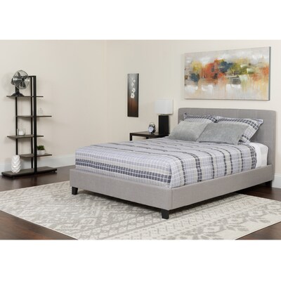 Flash Furniture Tribeca Tufted Upholstered Platform Bed in Light Gray Fabric with Memory Foam Mattress, King (HGBMF28)