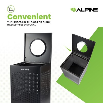 Alpine Industries Stainless Steel Trash Can, 40 Gallon, Black (ALP438-40-BLK-MK)