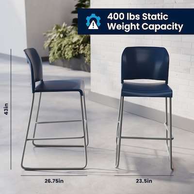 Flash Furniture Hercules Kenai Classic Plastic Stacking Full Back Bar Stool, Navy (RUT239AHBSNV)