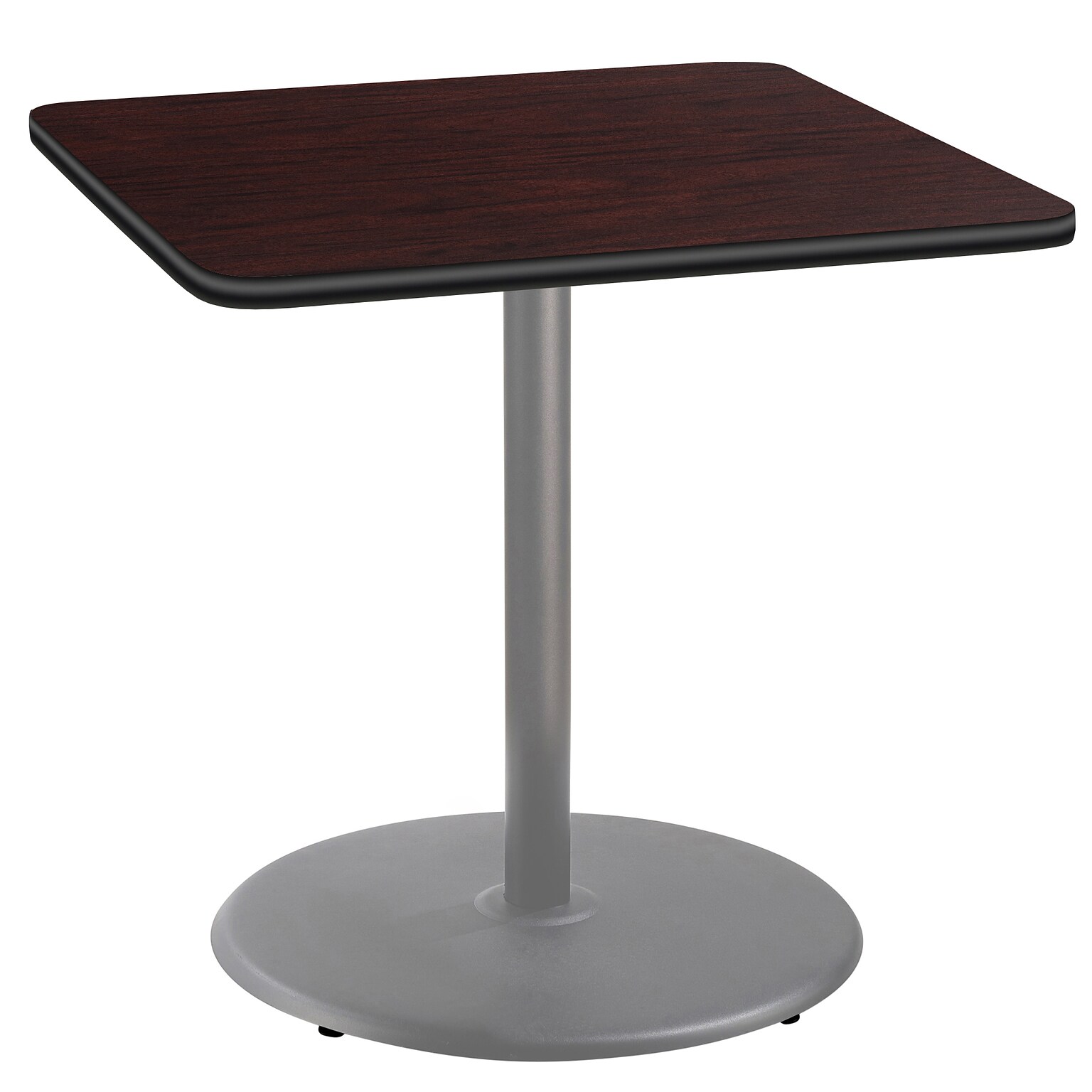 NPS CT Series 36 Square 36 Height Cafe Table, Round Base, Grey Frame/Mahogany Top (CTG33636RCPBTMMY)