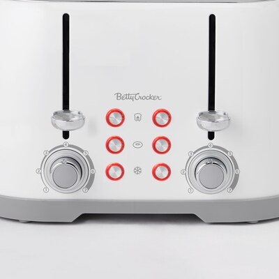 Betty Crocker 4-Slice Pop-Up Toaster, White (BC-4624W)