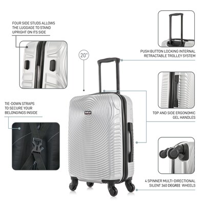 DUKAP Inception 22.04 Hardside Suitcase, 4-Wheeled Spinner, TSA Checkpoint Friendly, Silver (DKINC00S-SIL)