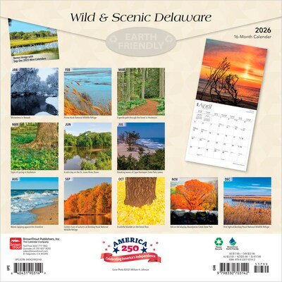 2026 BrownTrout Delaware Wild & Scenic 12 x 12 Monthly Wall Calendar (9798330703142)