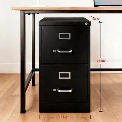 Quill Brand® 2-Drawer Vertical File Cabinet, Locking, Letter, Black, 26.5"D (28882D)