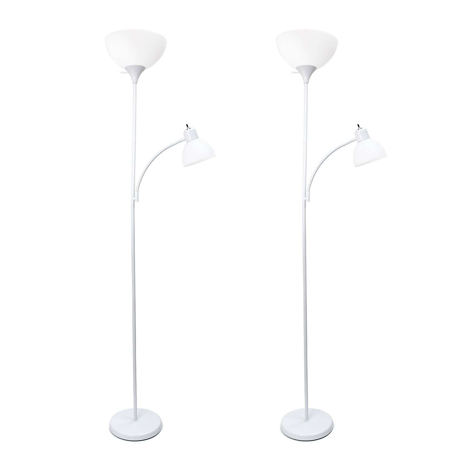 Simple Designs 71.5 Metal Floor Lamp with Dome Shades, 2/Pack (LF2000-WHT-2PK)