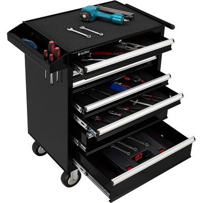 Global Industrial 26-3/8" x 18-1/8" x 37-13/16" 7 Drawer Roller Tool Cabinet, Black