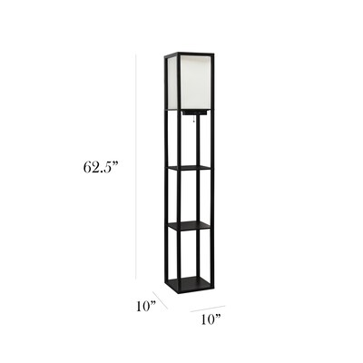 Simple Designs Etagere Organizer 62.5" Floor Lamp with Rectangular Shade, Black (LF1037-BLK-CCLB)