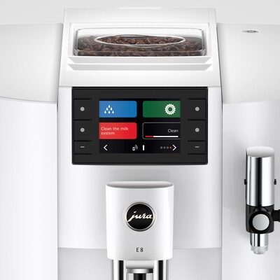JURA E8 2-Cups Coffee & Espresso Machine Combination, Piano White (15683)