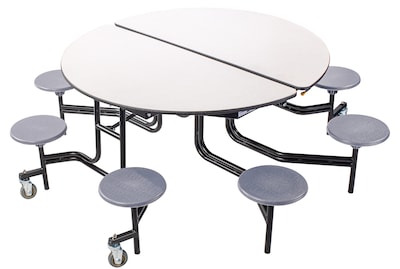 NPS® 60 Round Mobile Table w/ 8 Stools; Grey/Grey