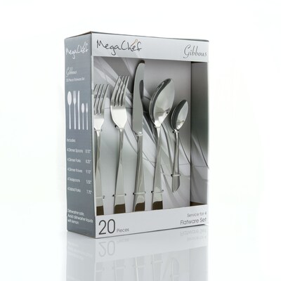 MegaChef Gibbous 937112463M Stainless Steel Flatware Set, 20 Piece (937112463M)