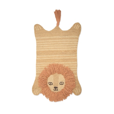 Crane Baby Kendi Wool 36 x 21 Lion Shape Rug, Beige (BC-120RG-1)