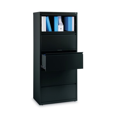Hirsh Industries® Lateral File Cabinet, 5 Letter/Legal/A4-Size File Drawers, Black, 30 x 18.62 x 67.62