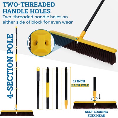 BISON LIFE Outdoor 24" Polypropylene Bristle Push Broom, Yellow/Black (BPHD-EXHPB-BKY-24-1)