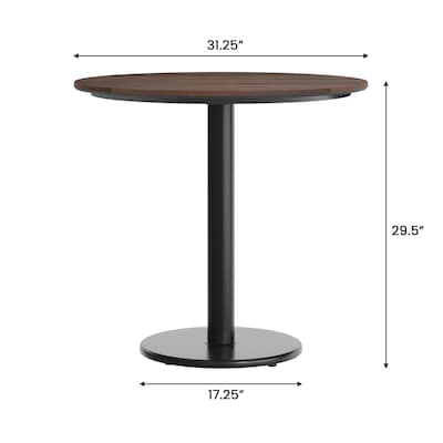 Flash Furniture Acadia 31.25" Round Wooden Dining Table with Round Base, Dark Brown/Black Base (STRD31WBRTR18)
