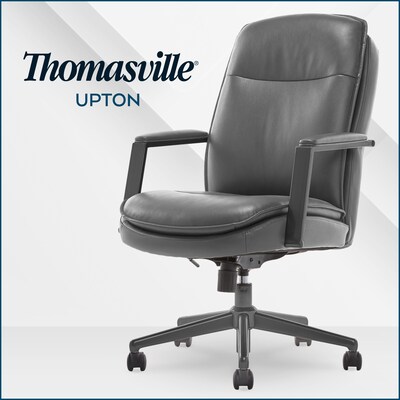Thomasville Furniture Upton Ergonomic Bonded Leather Swivel Manager Chair, Gray (51421-GRY)