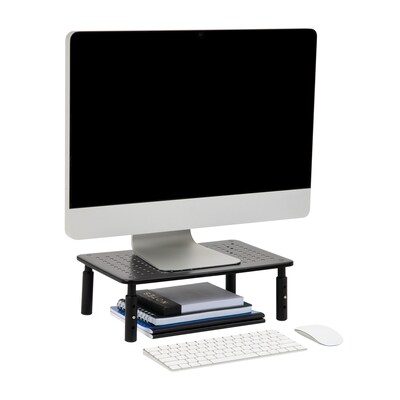 Mind Reader Adjustable Monitor Stand and Ventilated Laptop Riser, Black (4LEGMET-BLK)
