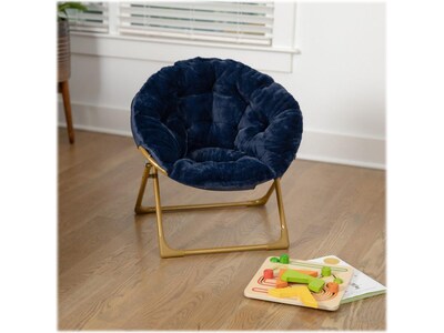 Flash Furniture Gwen Faux Fur Kids' Folding Saucer Chair, Navy (FV-FMC-030-NV-SGD-GG)