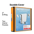 Staples® Better 2 3 Ring View Binder with D-Rings, Orange (13469)