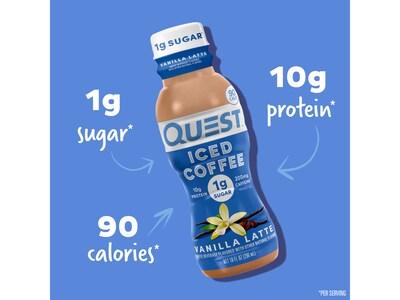 Quest Vanilla Latte Iced Coffee, 10 oz., 12/Carton (QRTDVL-4M3)