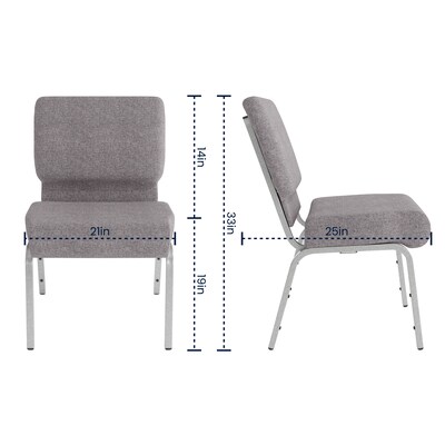 Flash Furniture HERCULES Series Fabric Stacking Church Chair, Gray/Silver Vein Frame (XUCH0221GYSV)