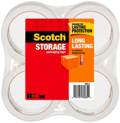Scotch Long Lasting Storage Packing Tape, 1.88 x 54.6 yds., Clear, 4 Pack (3650-4)