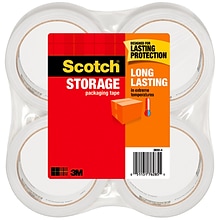 Scotch Long Lasting Storage Packing Tape, 1.88 x 54.6 yds., Clear, 4 Pack (3650-4)