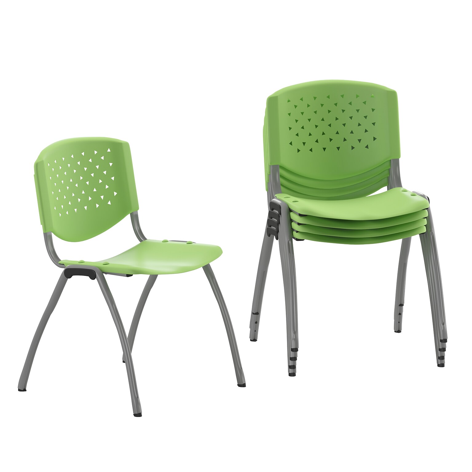 Flash Furniture HERCULES Series Plastic Stack Chair, Green, 5 Pack (5RUTF01AGN)