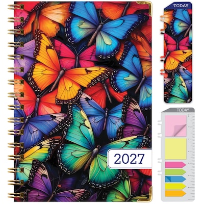 2027 Excello Brands 6 x 8 Weekly & Monthly Standard Planner, Paperboard Cover, Colorful Butterflies (FSHN-CY27-58-58)